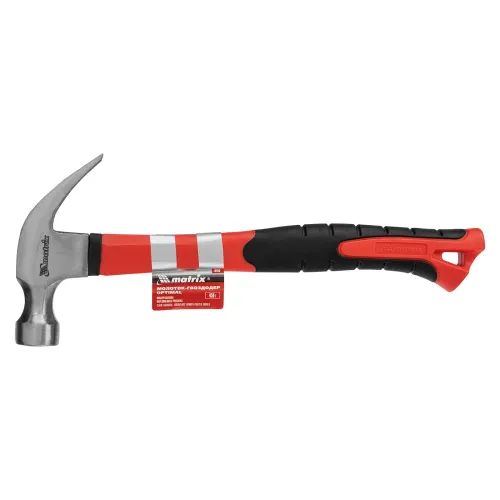 Молоток-гвоздодер''optimal'',450 г,фибергласовая обрезиненная рукоятка Matrix