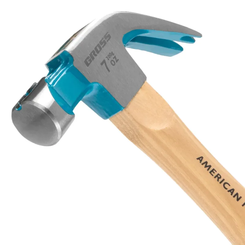 Молоток-гвоздодер,200 г, угол 45, магнит, обрезиненная рукоятка AMERICAN HICKORY  GROSS