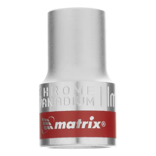 Головка торцевая, 11 мм, 12-гранная, CrV, под квадрат 1/2", хромированная Matrix
