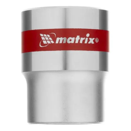 Головка торцевая, 22 мм, 12-гранная, CrV, под квадрат 1/2", хромированная Matrix