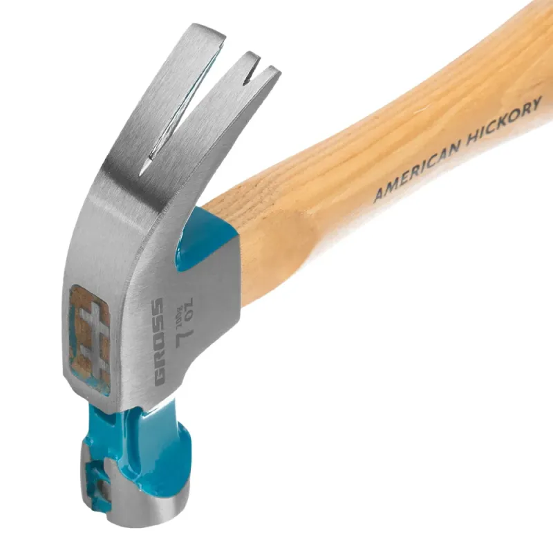 Молоток-гвоздодер,200 г, угол 45, магнит, обрезиненная рукоятка AMERICAN HICKORY  GROSS