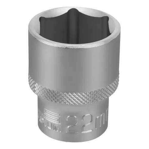 Головка торцевая, 22 мм, 6-гранная, CrV, под квадрат 1/2", Stels