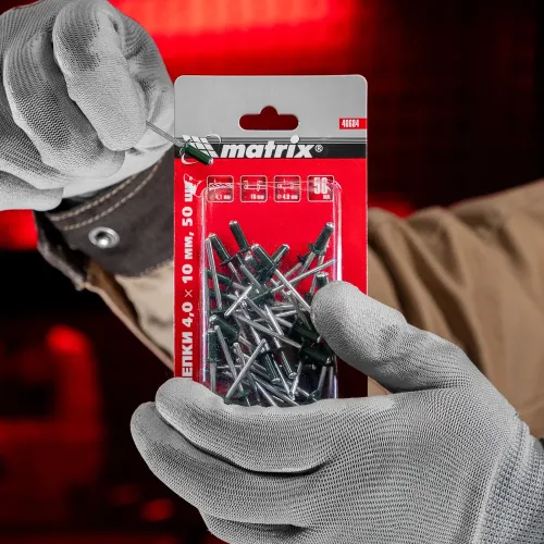 Заклепки 4.0 х 10 мм RAL 6005, темно-зеленые, 50 шт Matrix