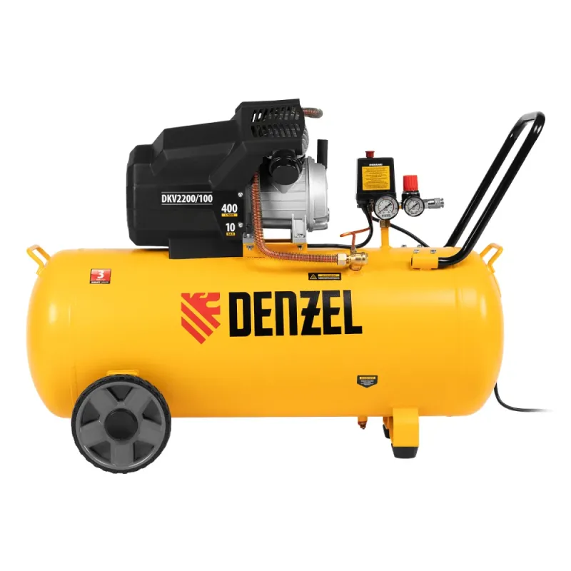Компрессор воздушный DKV2200/100,Х-PRO 2.2 кВт, 400 л/мин, 100л Denzel