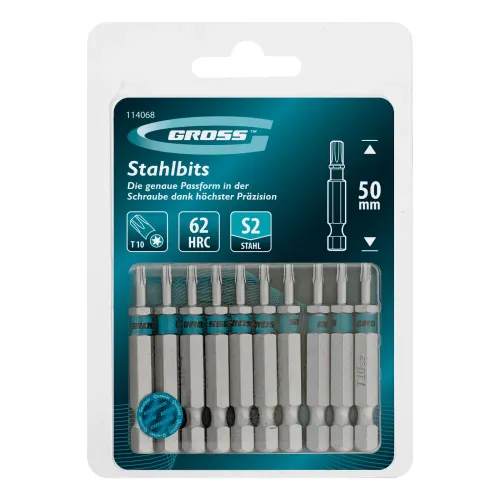 Бита Torx 10х50мм, сталь S2, шестигр., 10 шт. Gross
