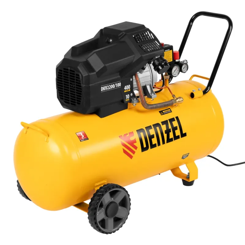 Компрессор воздушный DKV2200/100,Х-PRO 2.2 кВт, 400 л/мин, 100л Denzel