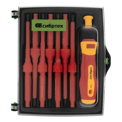 Отвертка диэлектр. до 1000 В, 9 пред. 7 жал, PH + SL + Torx + SP + TW, CrV, 2к рукоятка Сибртех