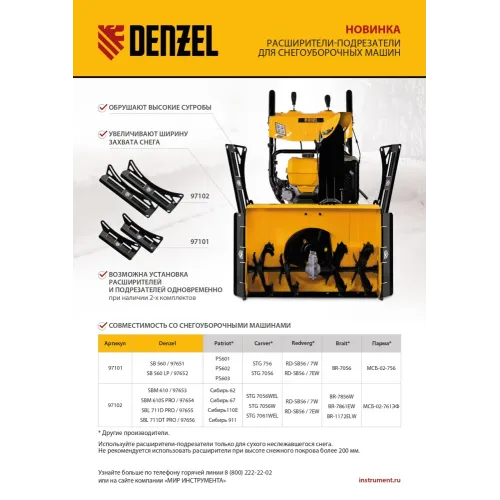 Расширители-подрезатели для снегоуборощков97653-97656, 2 шт. Denzel