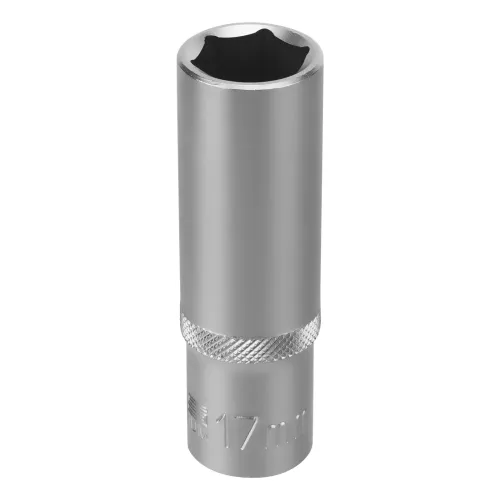 Головка торцевая удлиненная, 17 мм, 6-гранная, CrV, под квадрат 1/2", Stels