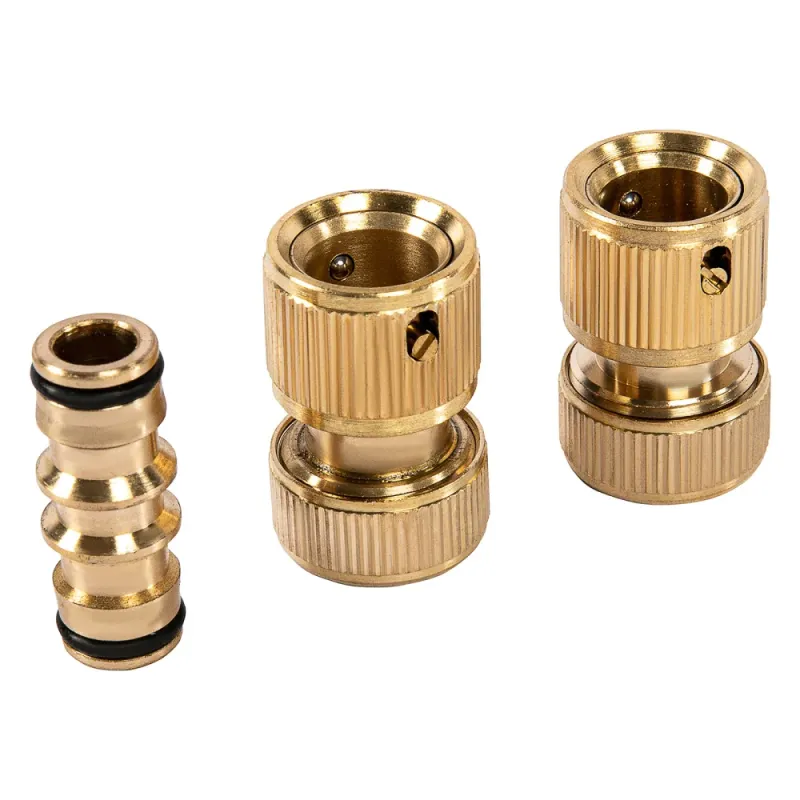 Набор для подключения шланга 1/2", (переходник, 2 соединит.аквастоп), латунный Palisad