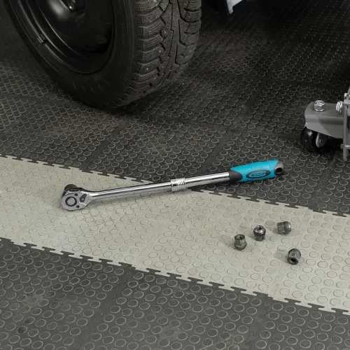 Ключ-трещотка телескопический 1/2", 305-445 мм, CrV, 72 зуба, с быстрым сбросом, хром Gross