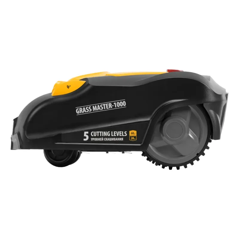 Робот-газонокосилка Grass Master 1000, ультразвуковой датчик, 3 Ач, LCD дисплей, Wi-Fi  Denzel