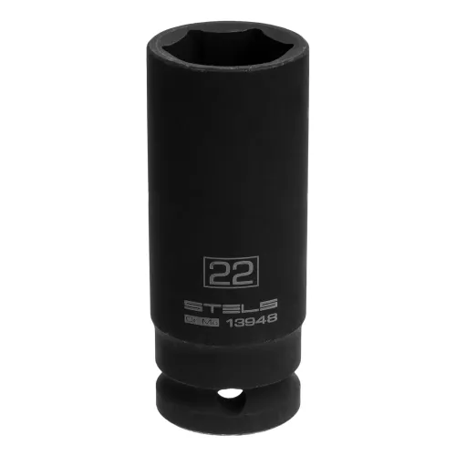 Головка ударная удлиненная шестигранная, 22 мм, 1/2", CrMo Stels