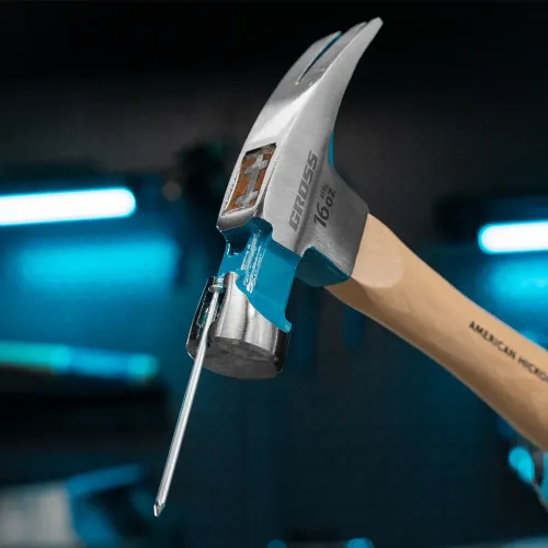 Молоток-гвоздодер, 450 г, угол 75, магнит, обрезиненная рукоятка American hickory GROSS
