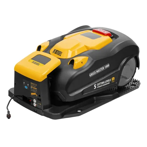 Робот-газонокосилка Grass Master 1000, ультразвуковой датчик, 3 Ач, LCD дисплей, Wi-Fi Denzel