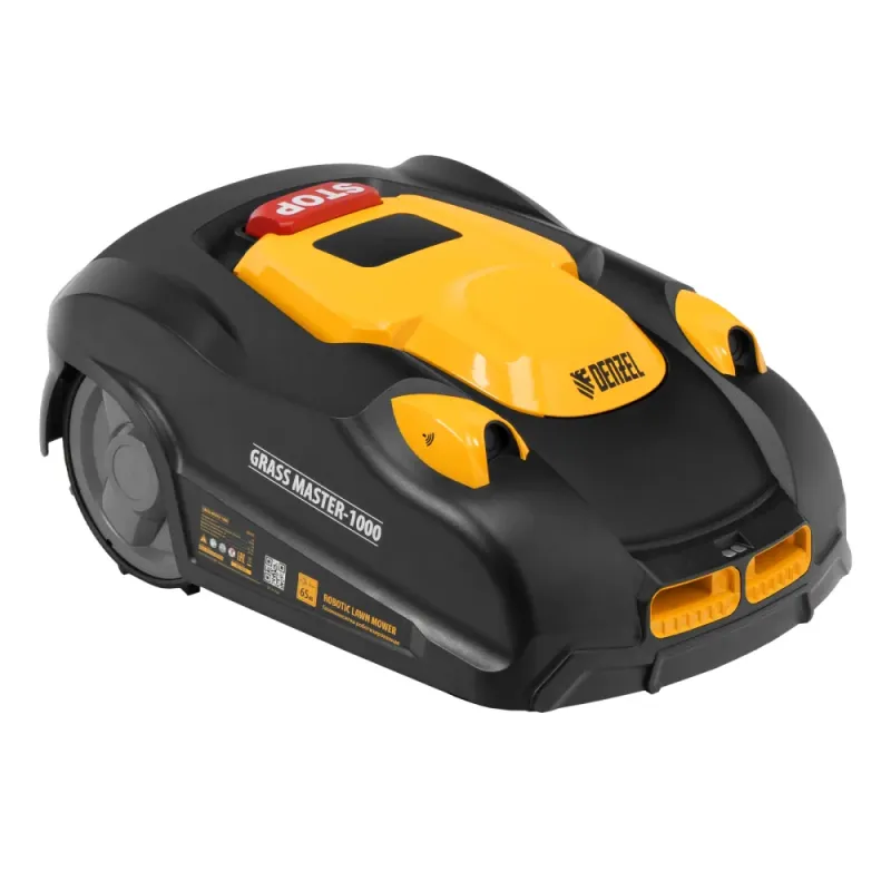 Робот-газонокосилка Grass Master 1000, ультразвуковой датчик, 3 Ач, LCD дисплей, Wi-Fi  Denzel