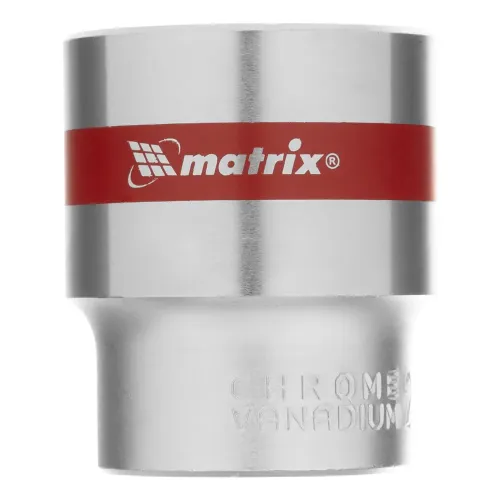 Головка торцевая, 27 мм, 6-гранная, CrV, под квадрат 1/2", хромированная Matrix