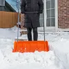 Движок для уборки снега пластиковый, 795х435х1280 мм, стальная рукоятка, усиленный Сибртех